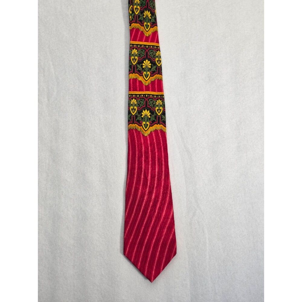 Rush Limbaugh Vintage 1996 Silk Tie No Boundaries Baroque Fringe Red Gold